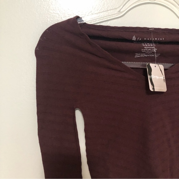 Free People Movement Gone Adrift Seamless Long Sleeve Red Night New Medium - Picture 3 of 8